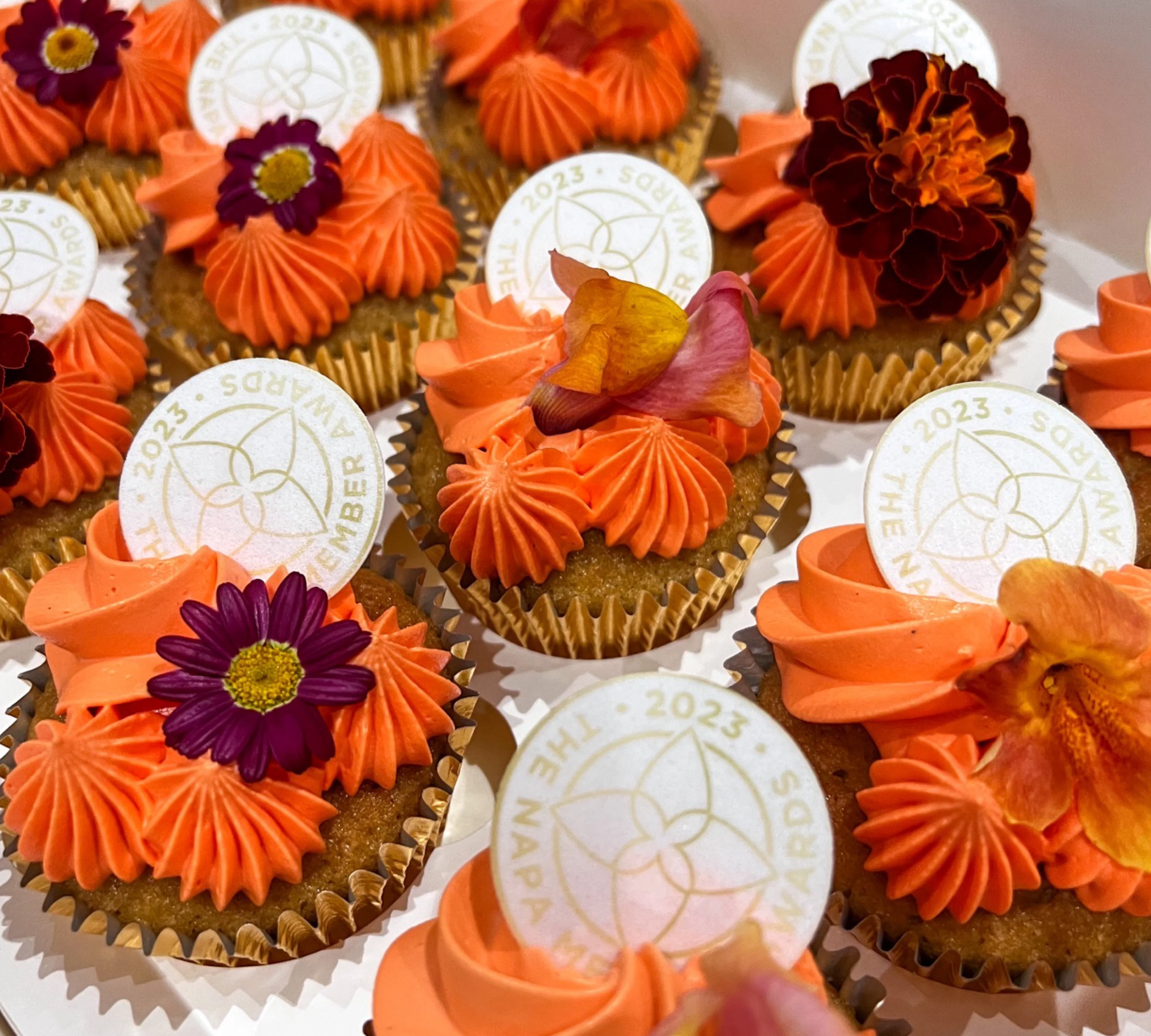 Logo Branded Floral Cupcakes