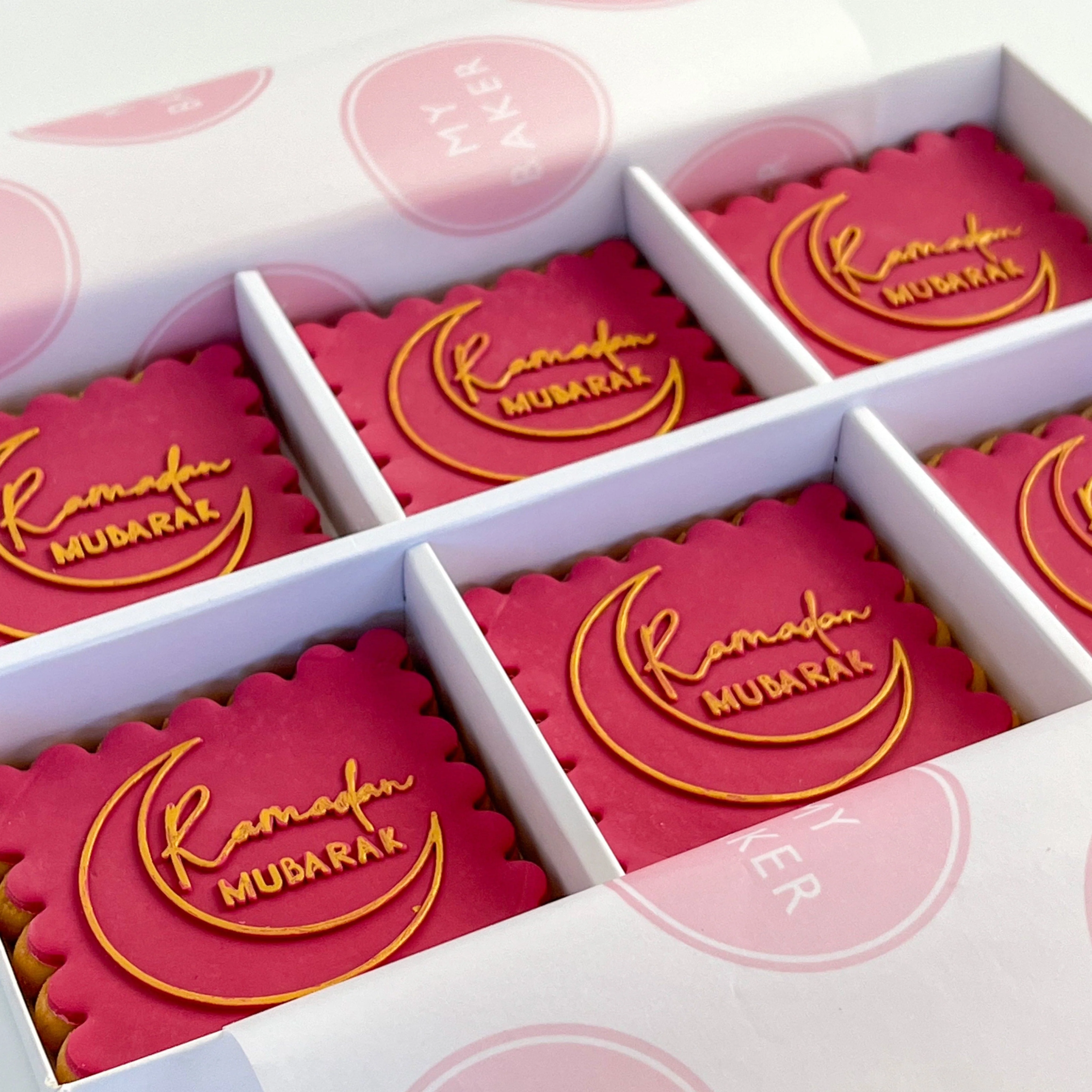 Ramadan Decorated Biscuits - Burgundy and Gold (72 hours notice required)